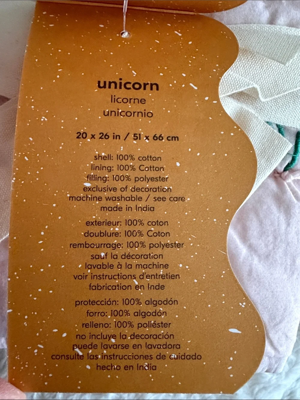 West Elm Kids Fairytale Unicorn pink standard size cotton pillow sham NEW